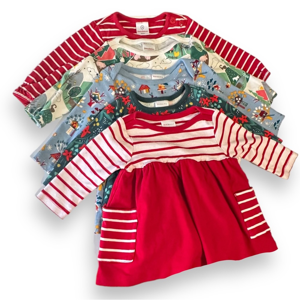 🎅🏽 Hanna Andersson Bundle of FIVE Dresses Size 70 or 6-12 Months 🎅🏽